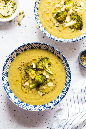Easy Roasted Broccoli Soup in a bowl