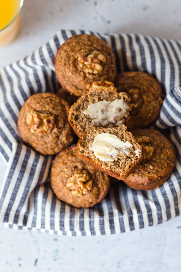 Banana oat lactation muffins in a bowl