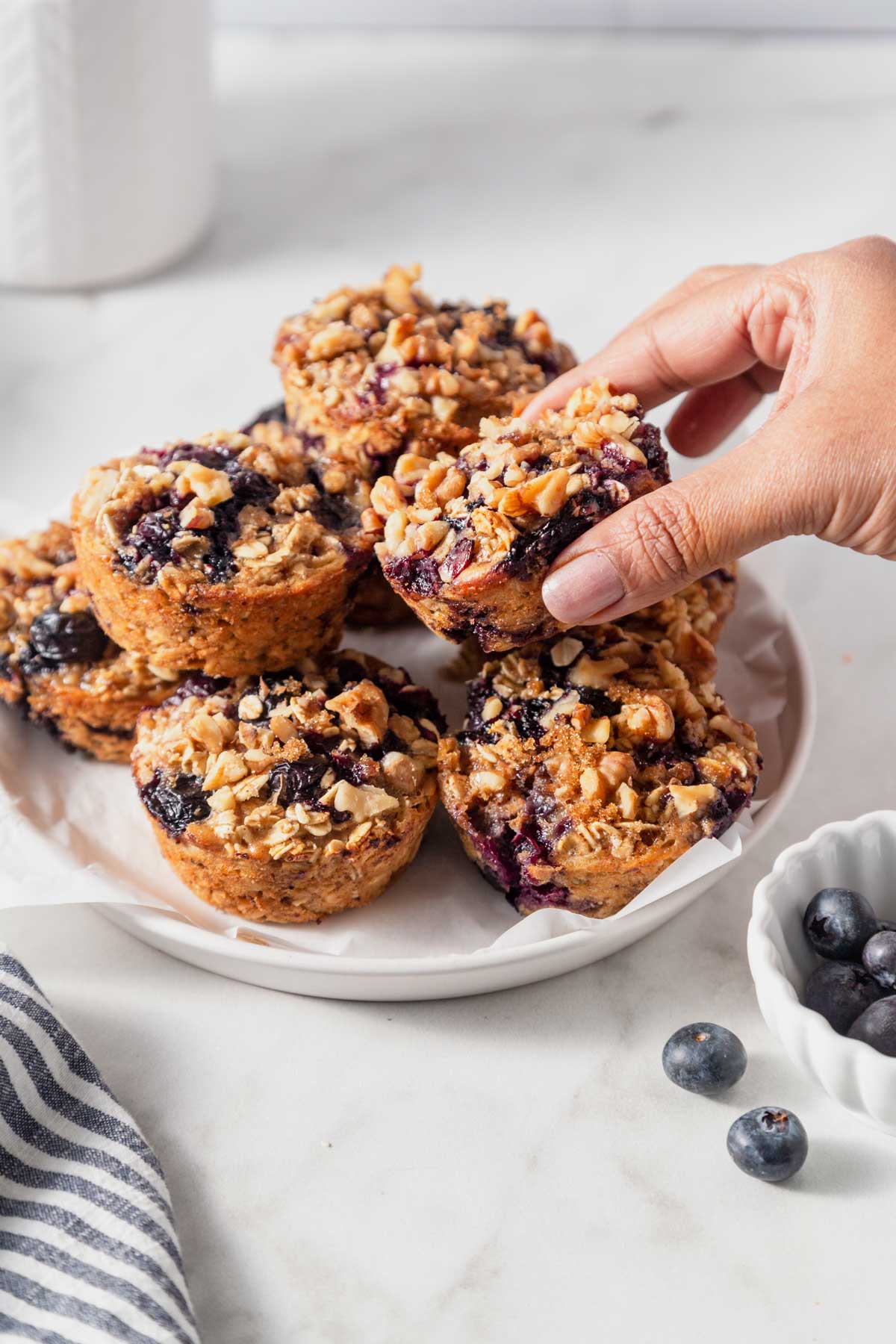 baked blueberry oatmeal cups for breakfast or brunch.