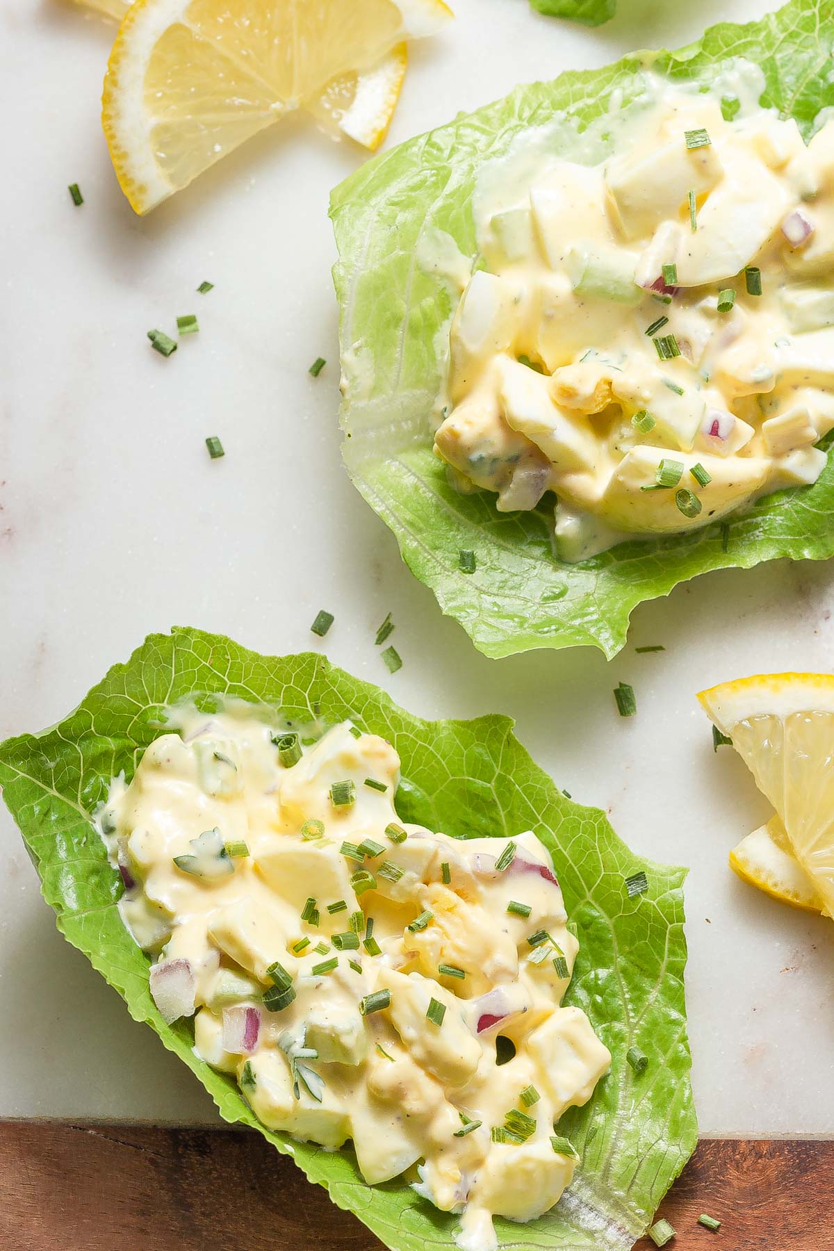 egg salad on lettuce wraps