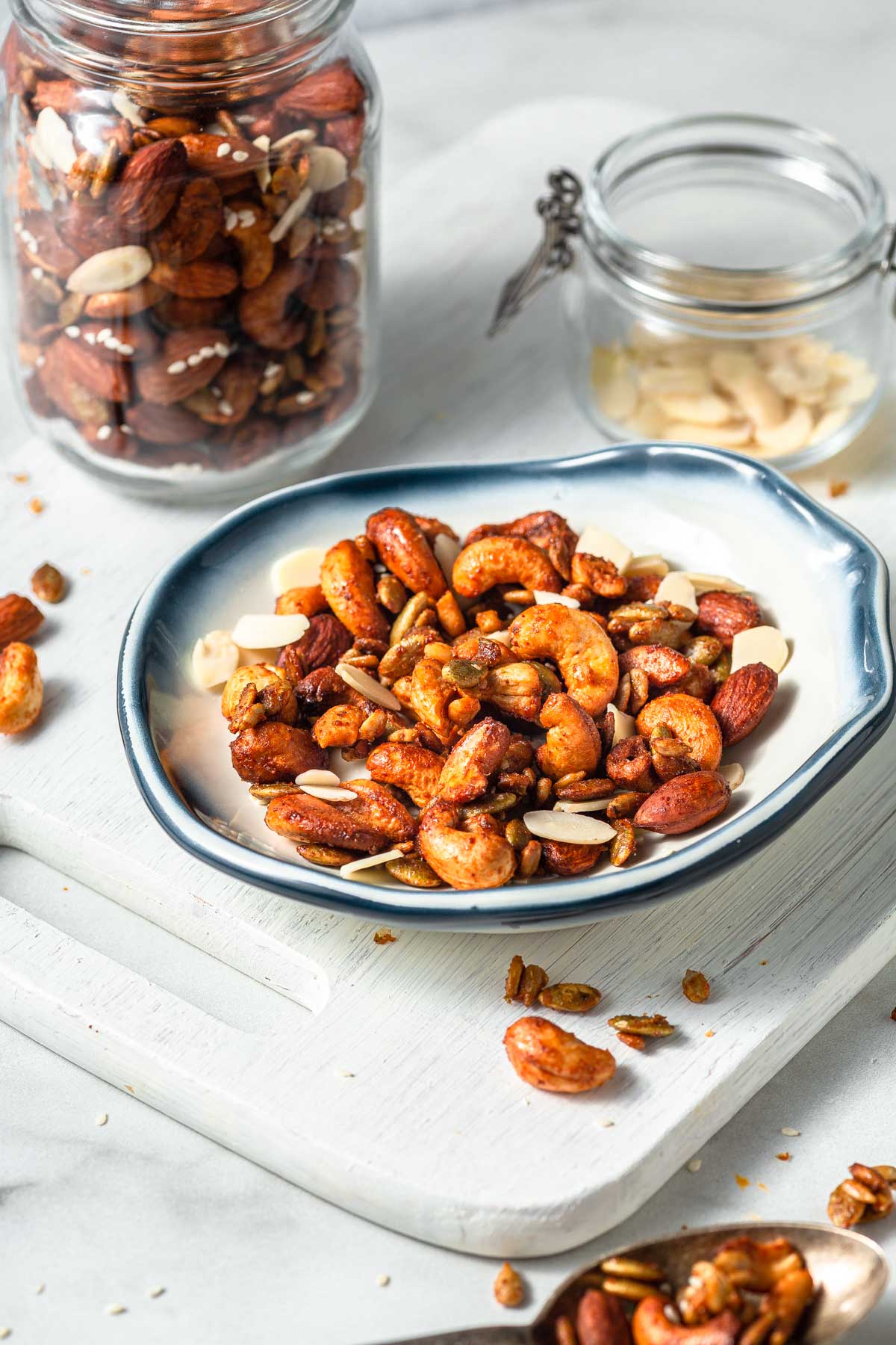 sweet and spicy air fryer roasted nut mix