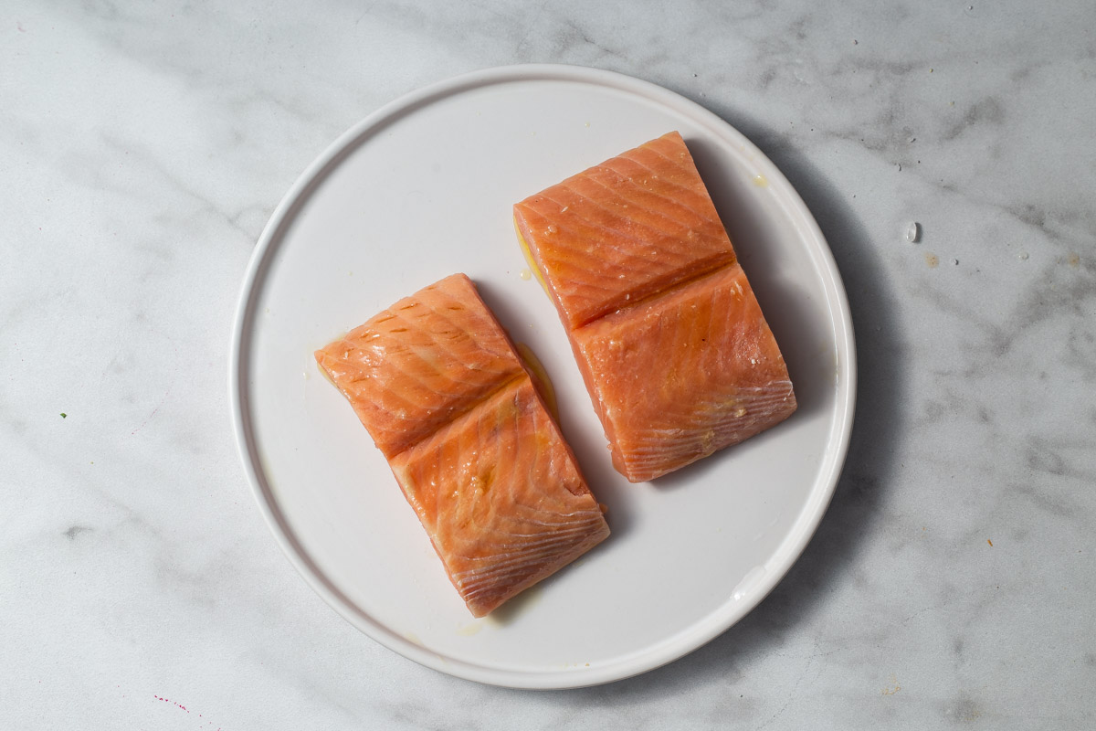 salmon fillets on a plate