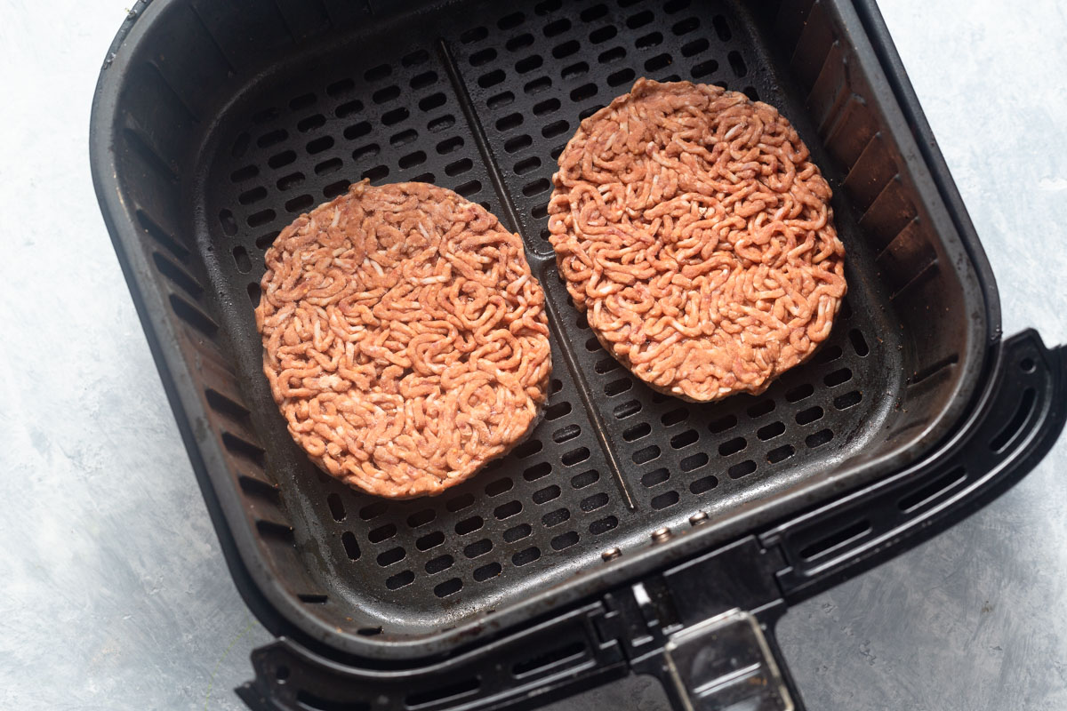 frozen burgers in the air fryer basket