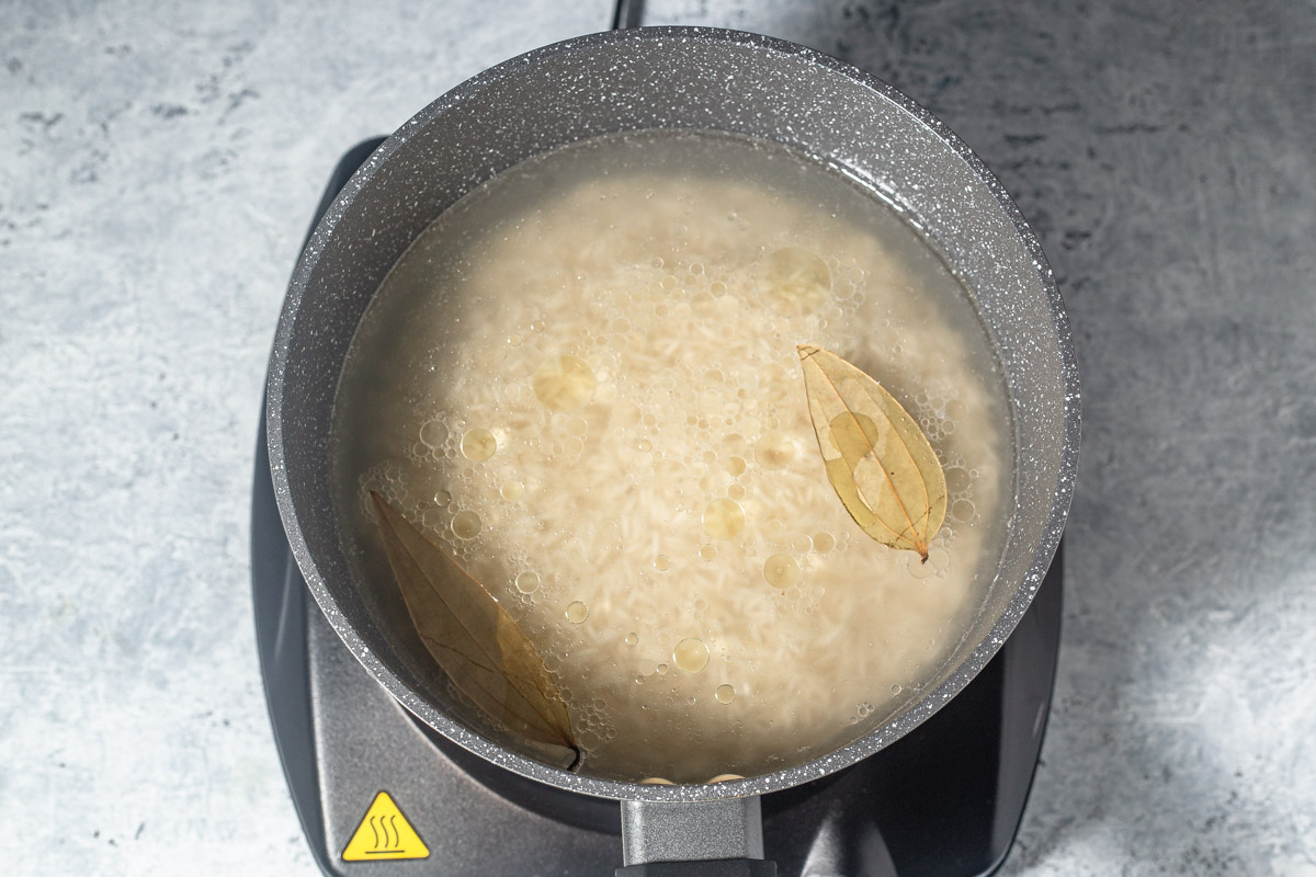 basmati rice in the pot