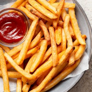 frozen frech fries cooked in the air fryer