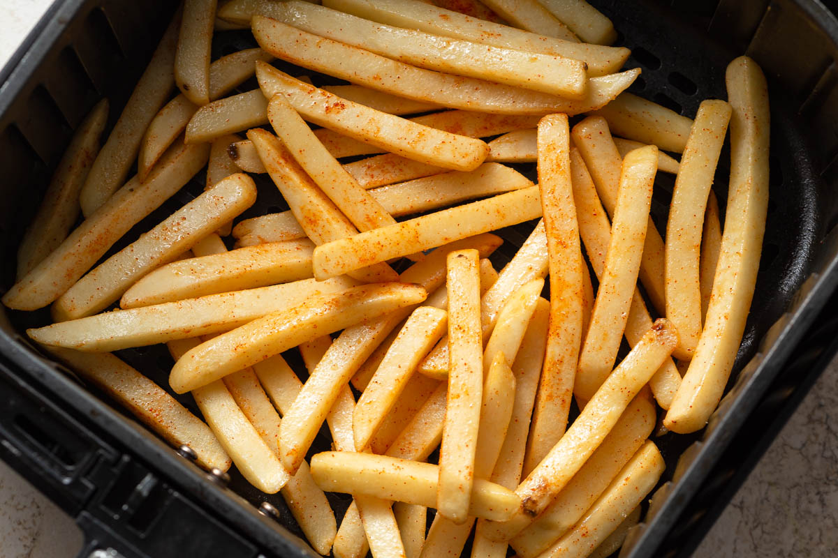 frozen french fries in the air fryer basket