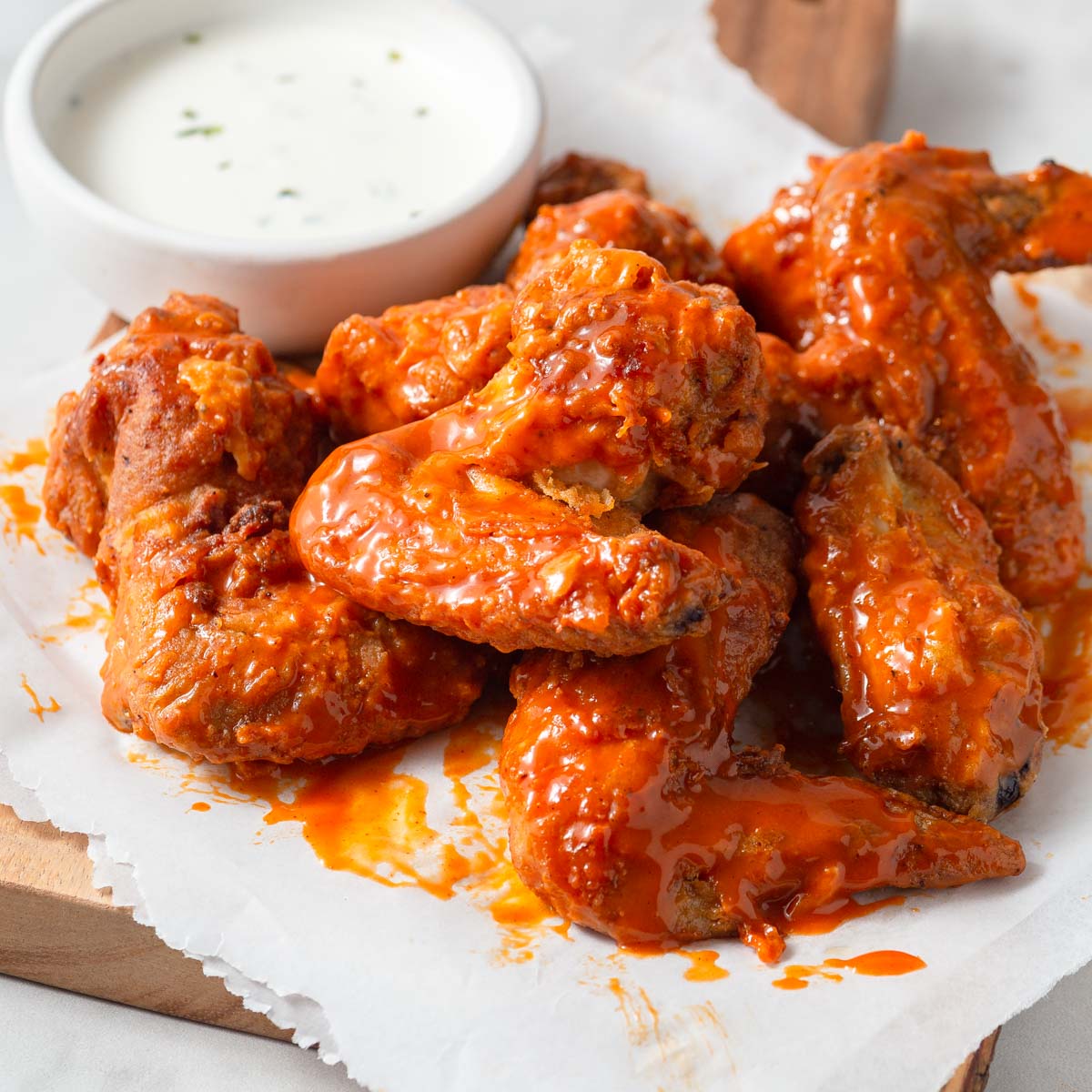 Air Fryer Buffalo Chicken Wings (With Flour)