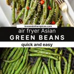 pinterest image of air fryer asian green beans.