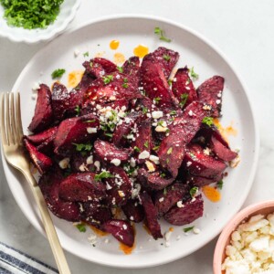 air fryer roasted beets on a plate.