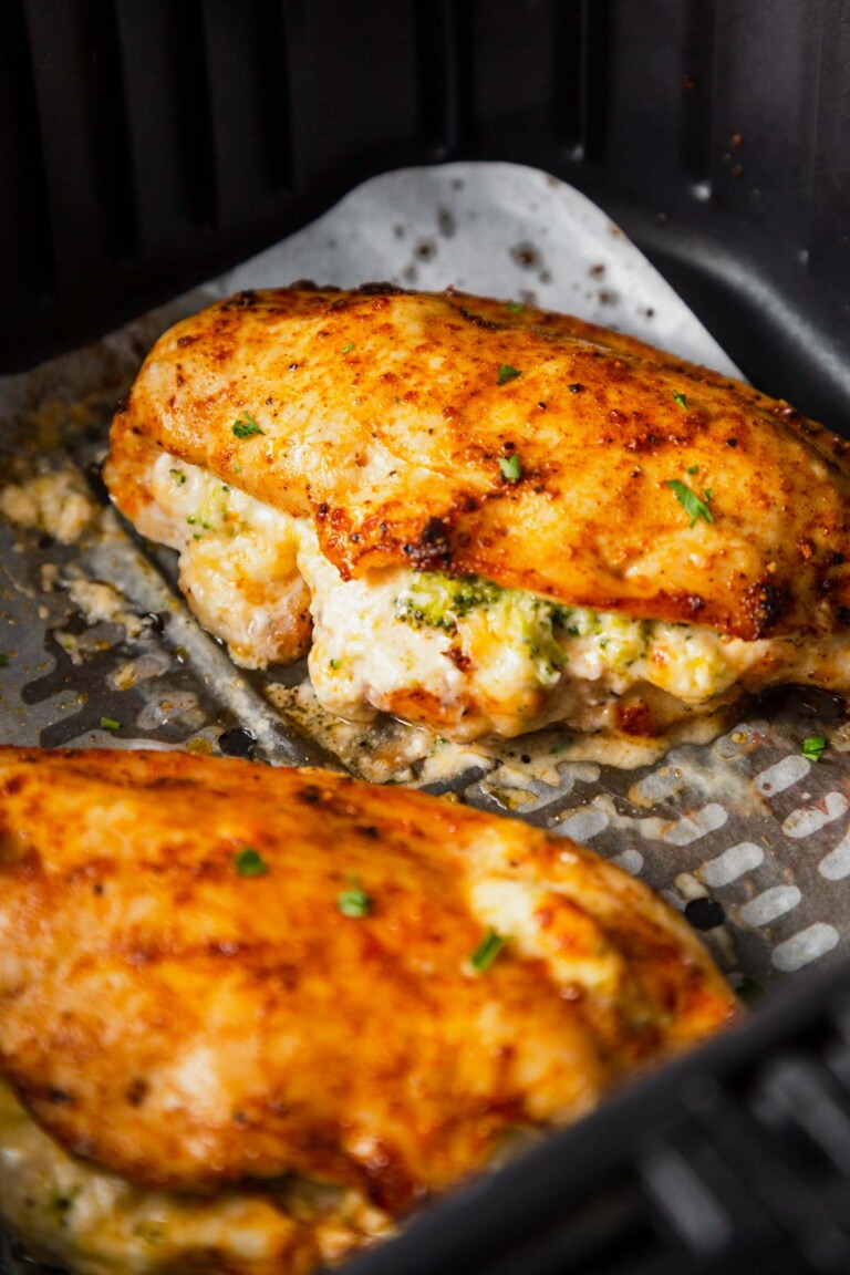 Air Fryer Stuffed Chicken Breasts (With Broccoli)
