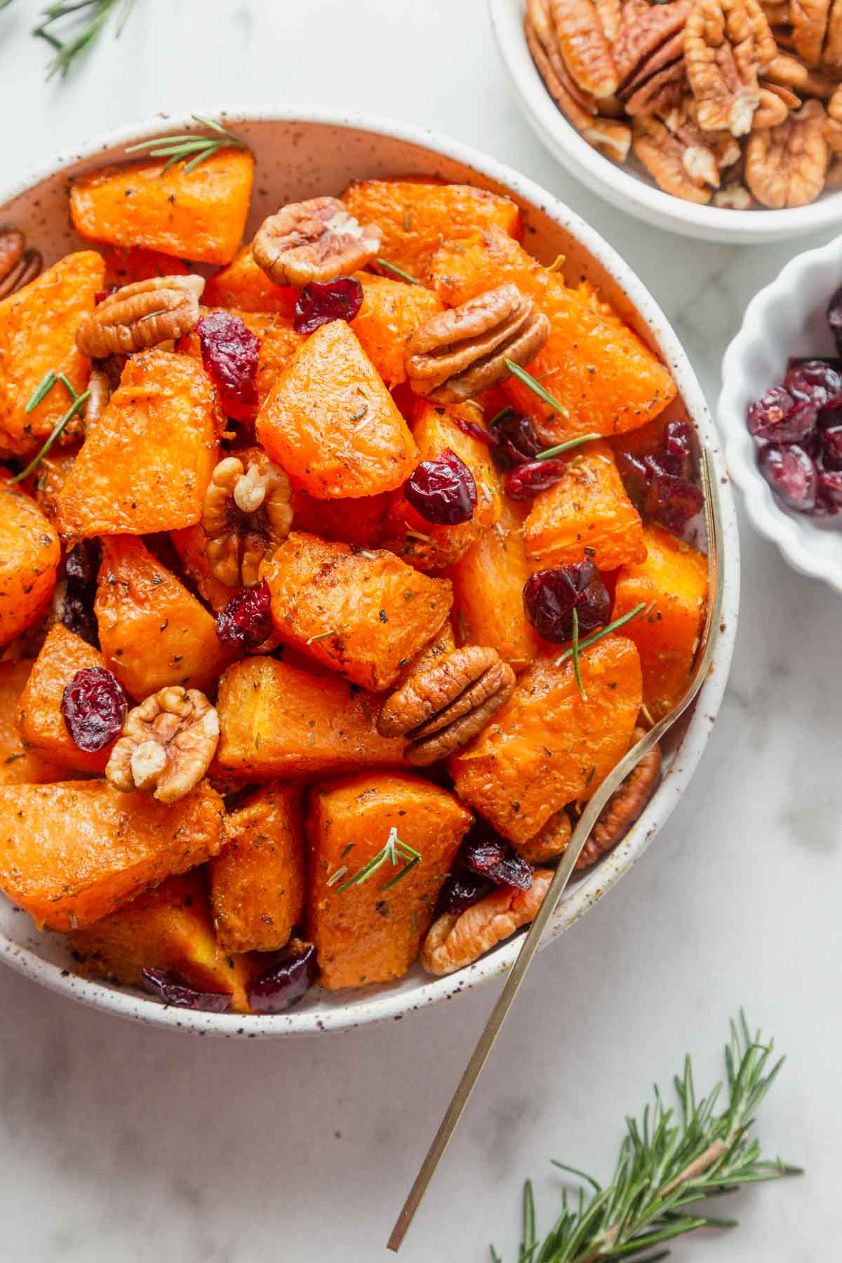 air fryer roasted pumpkin on a bowl.