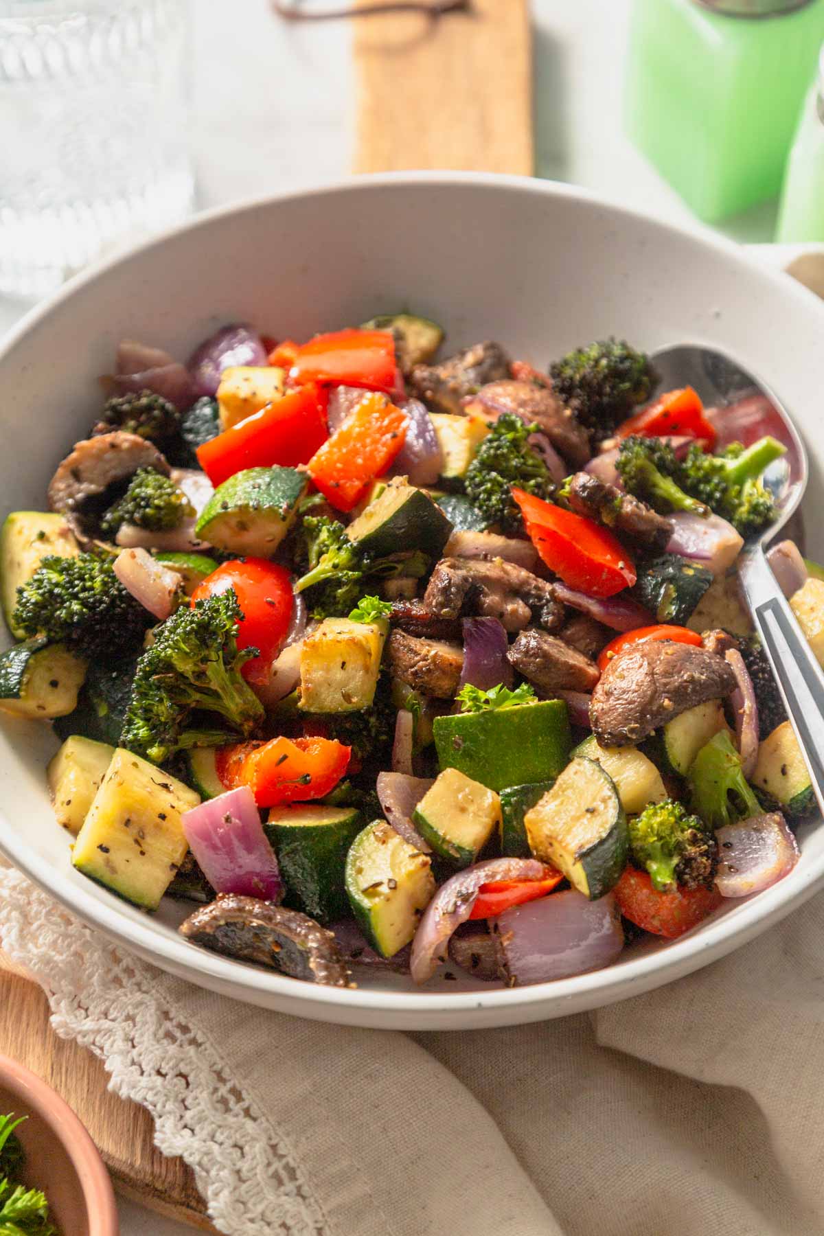 air fried vegetables on a bowl.