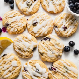 leon blueberry cookies with lemon drizzle.