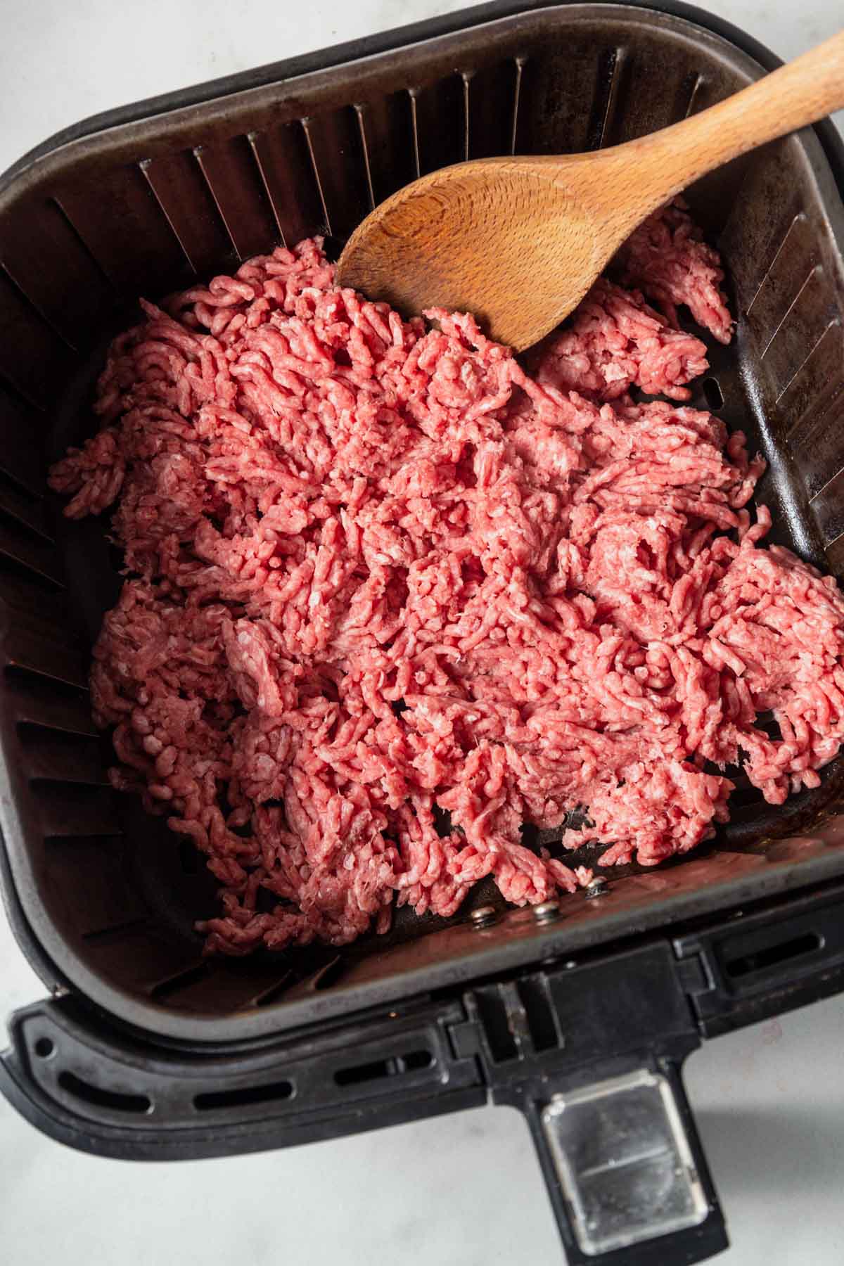 raw ground beef in the air fryer.