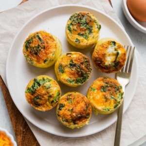 air fryer egg bites recipe on a plate.