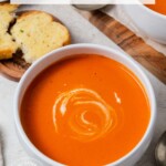 creamy tomato soup with canned tomatoes pinterest image.