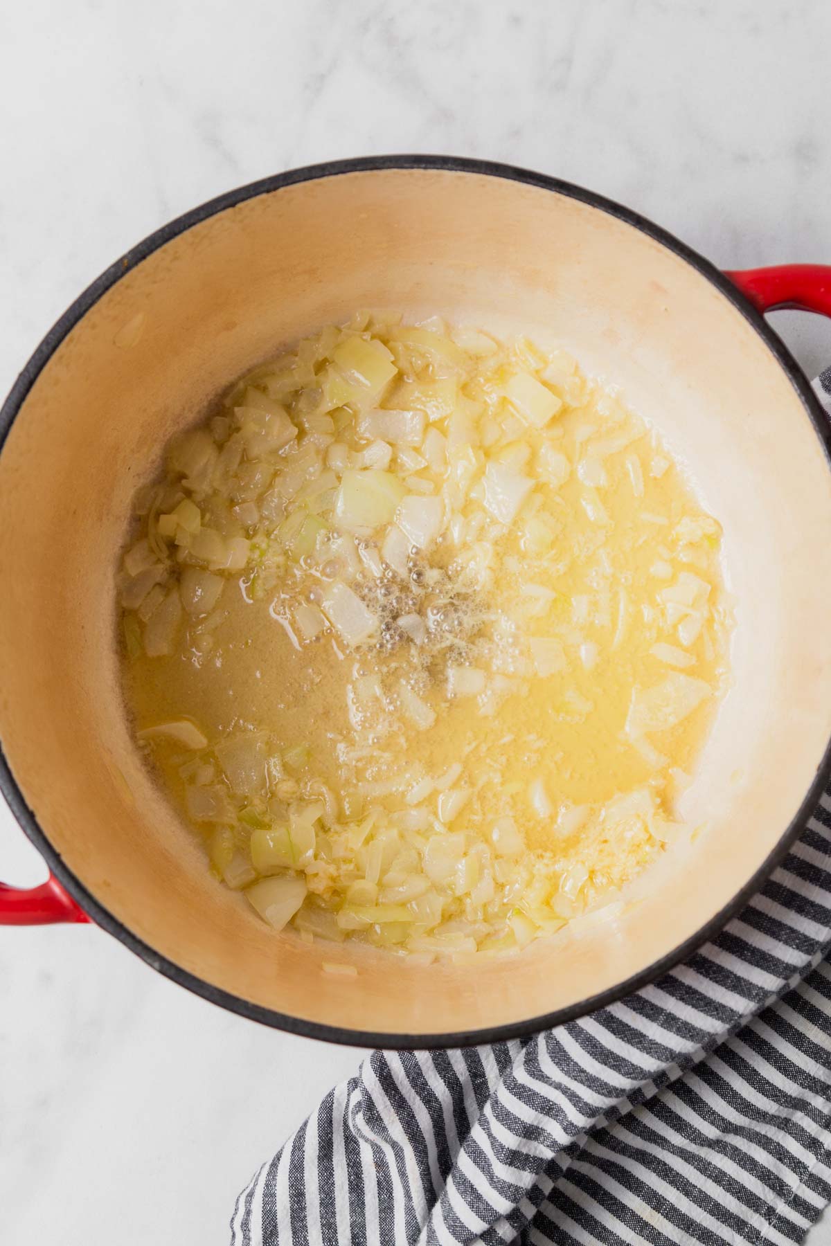 sautéing the onion and garlic