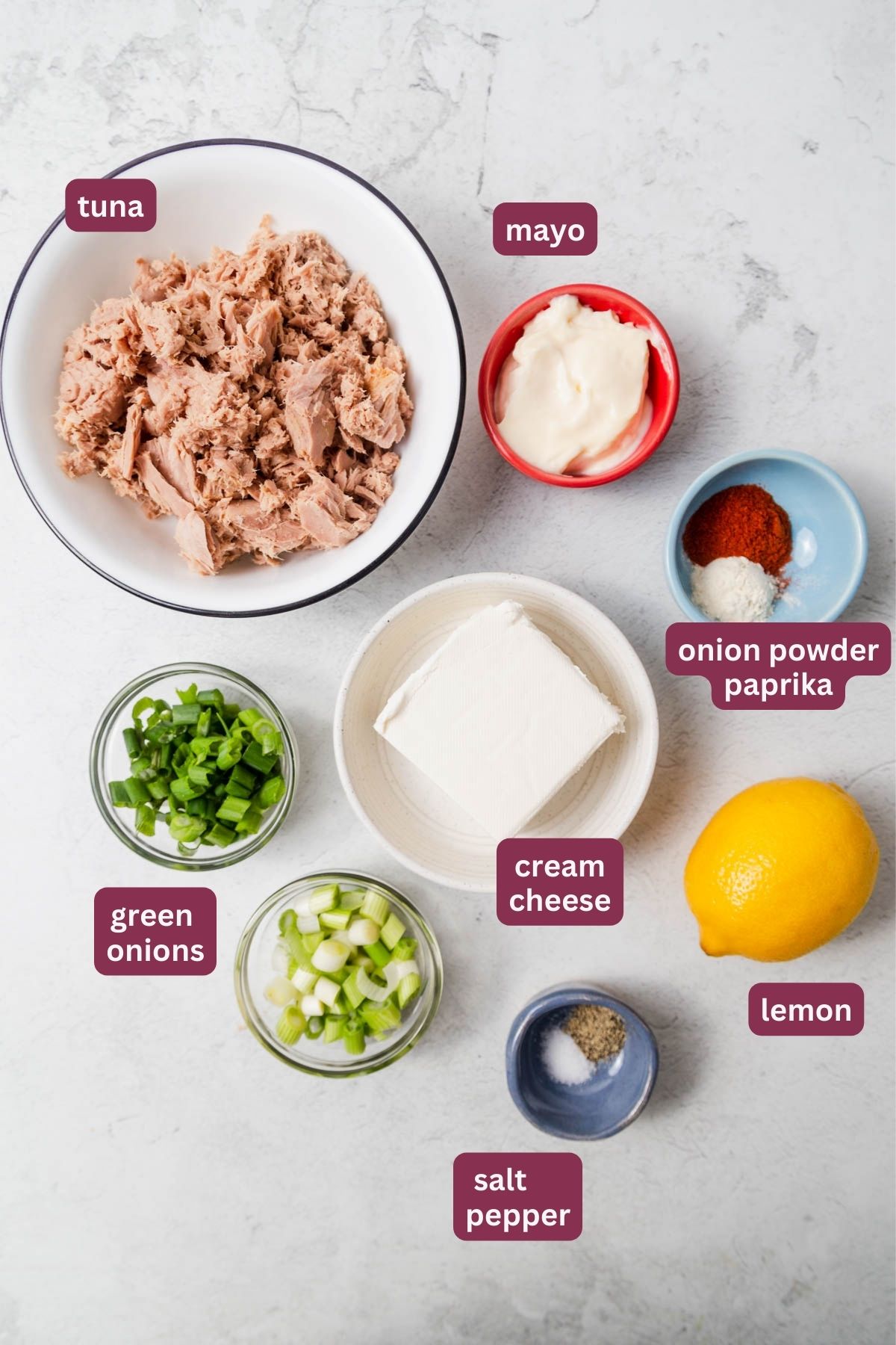 ingredients for tuna dip.