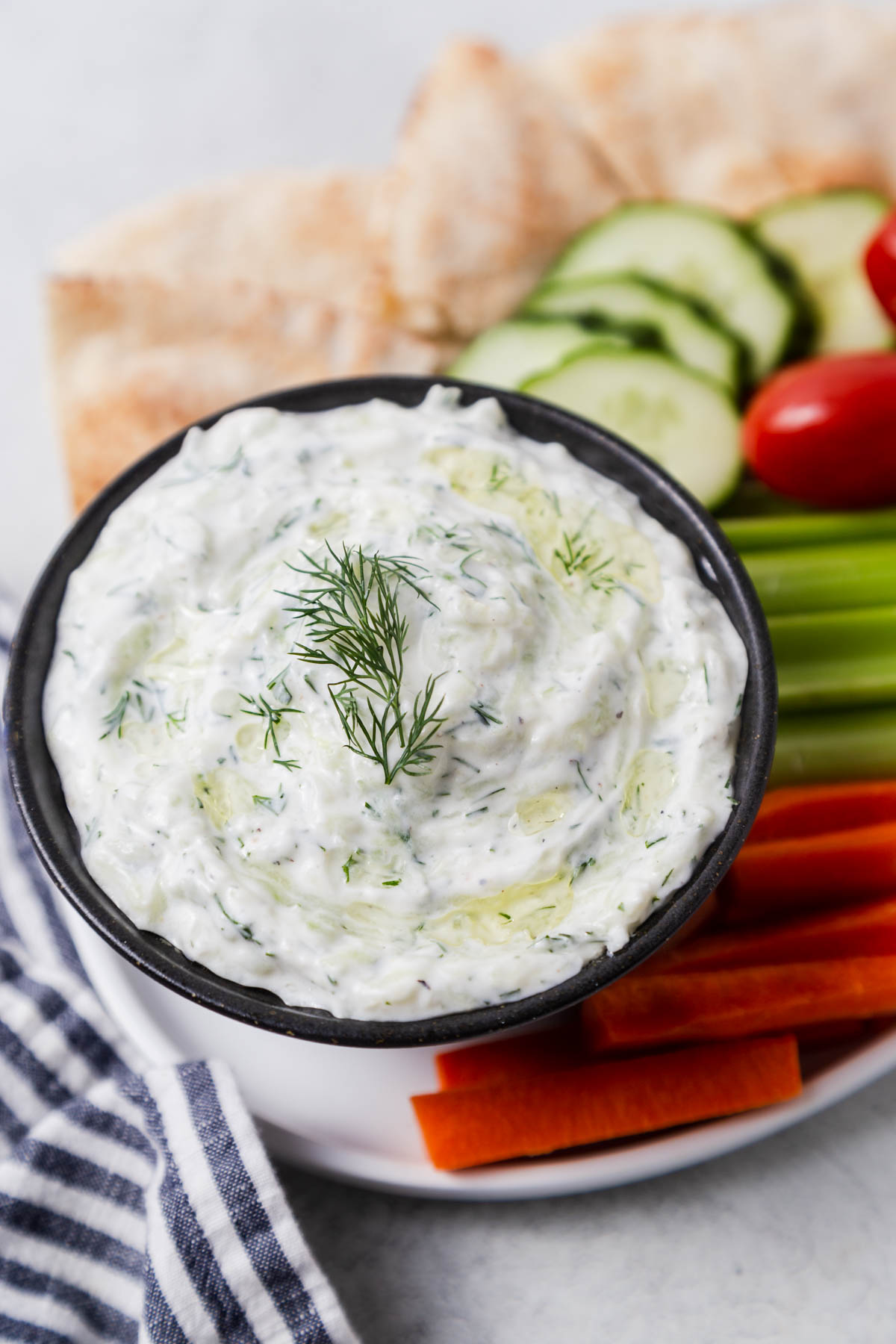 tzatziki with dill and cucumber.
