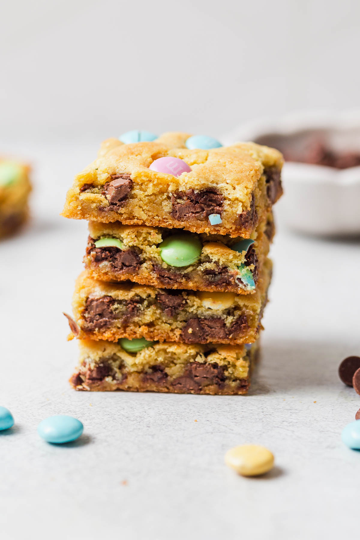 stack of cake mix cookie bars.