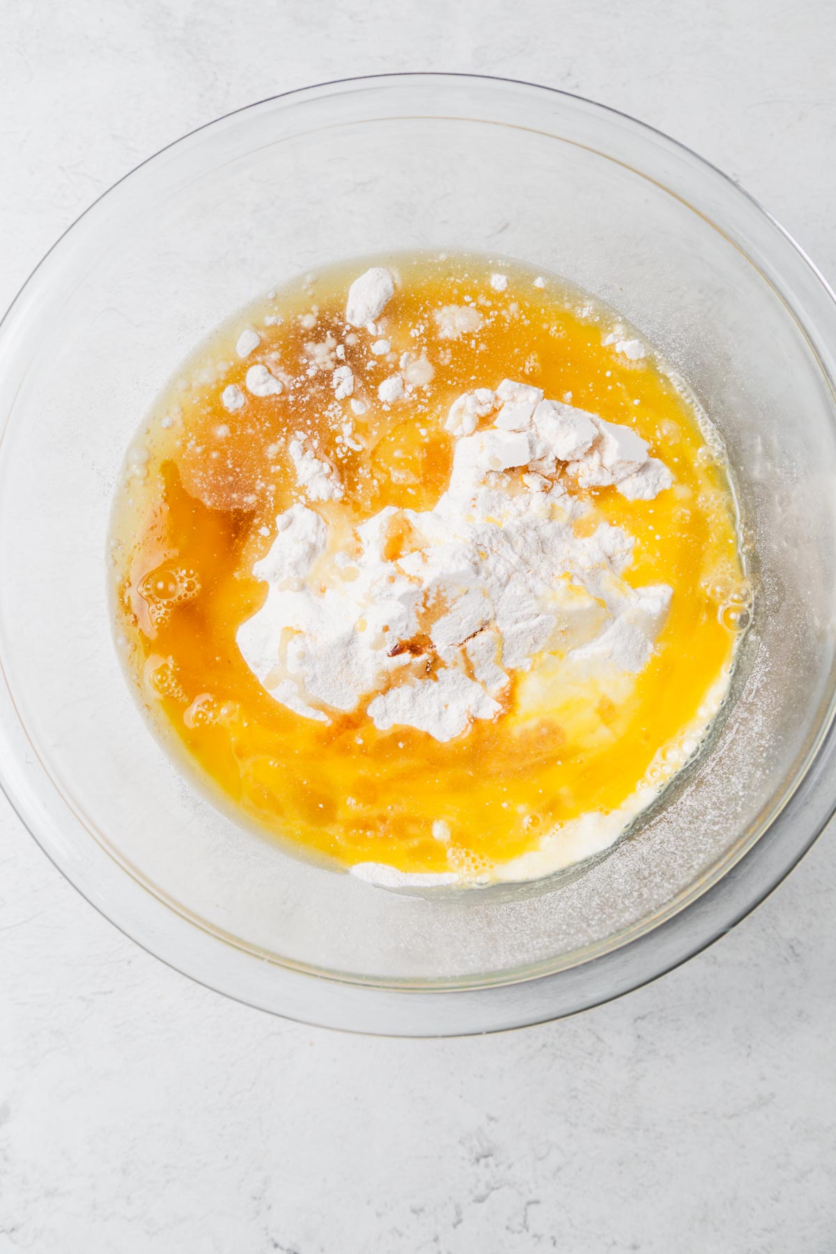 cake mix, oil, eggs and vanilla extract in a mixing bowl.