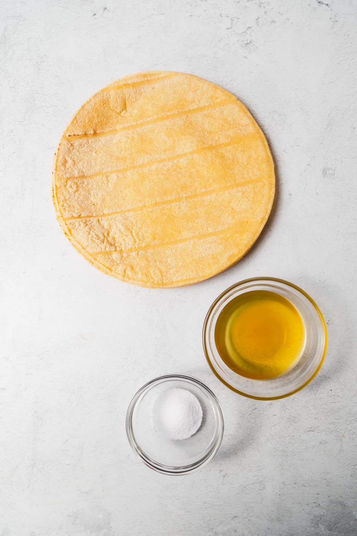 corn tortillas  with oil and salt.