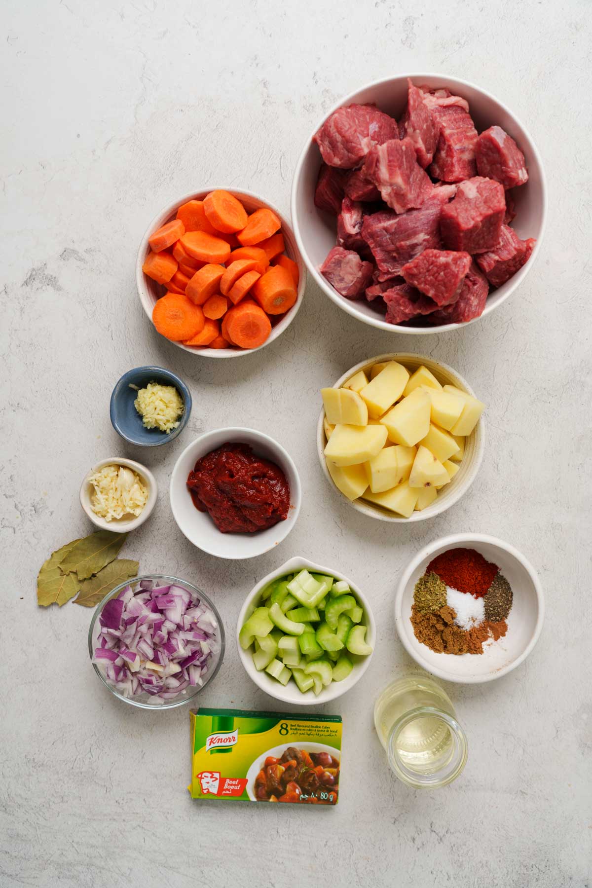ingredients for beef stew.