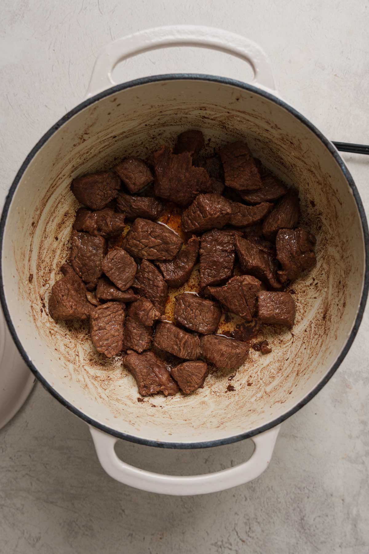 beef seared on the pot.