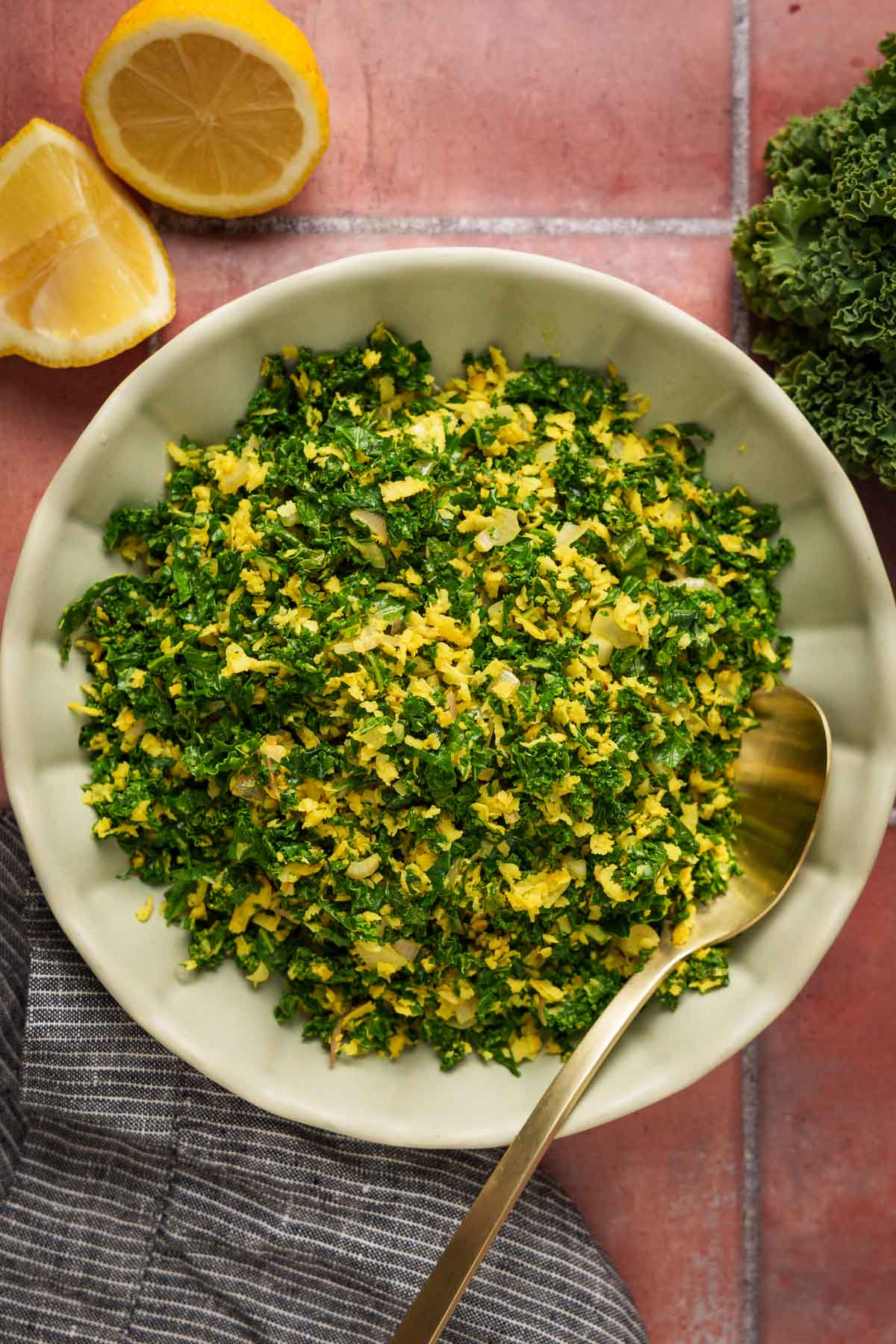 sri lankan kale mallum in a bowl.