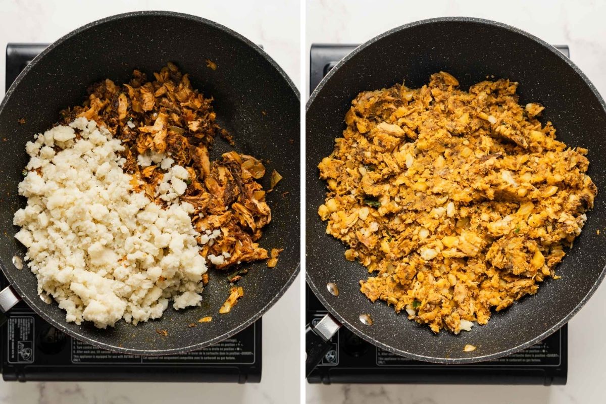fish filling cooking the in the pot.
