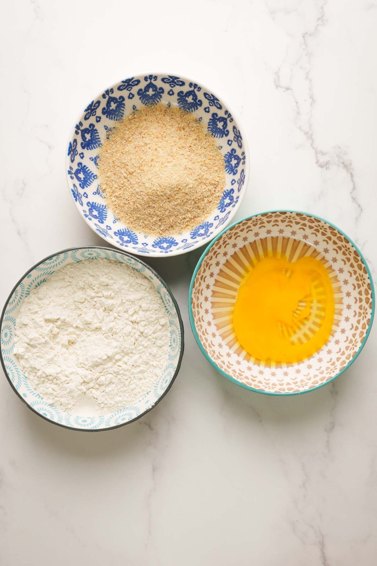 breading station for fish cutlets.