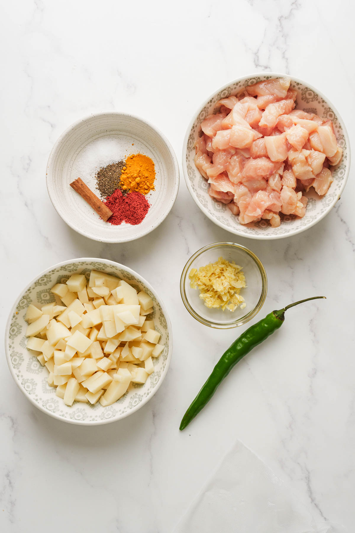 ingredients for sri lankan chicken patties.
