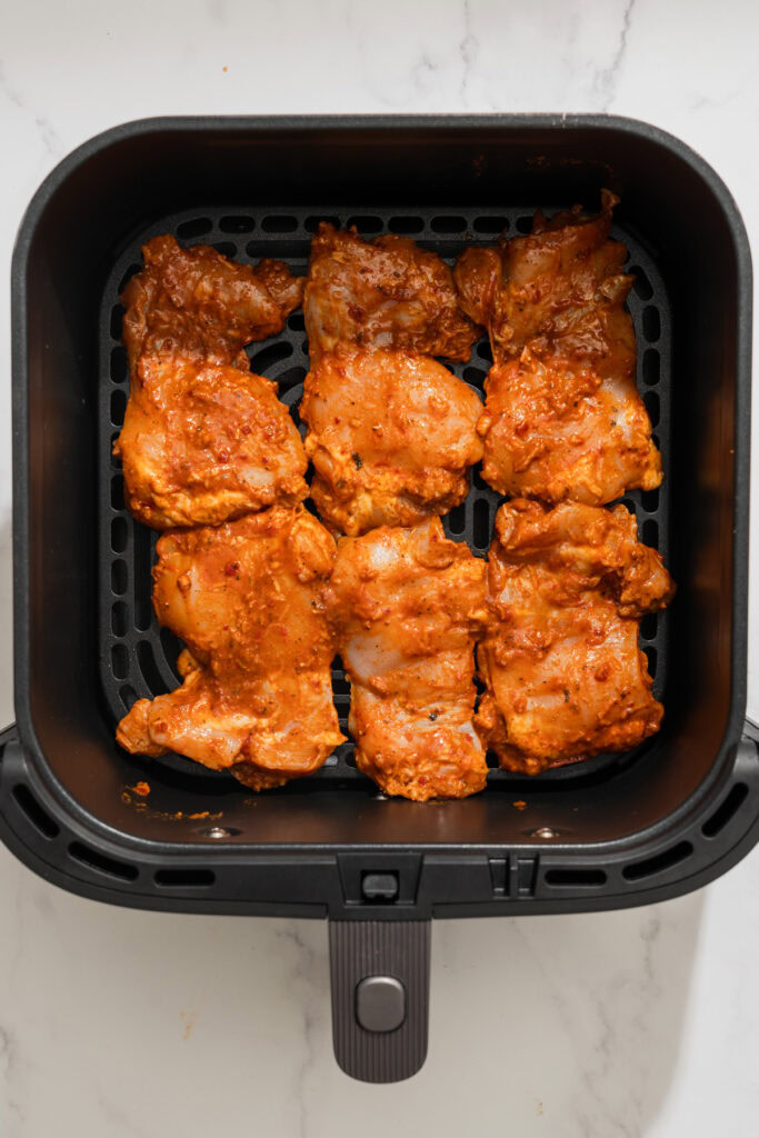 marinated harissa chicken in the air fryer.