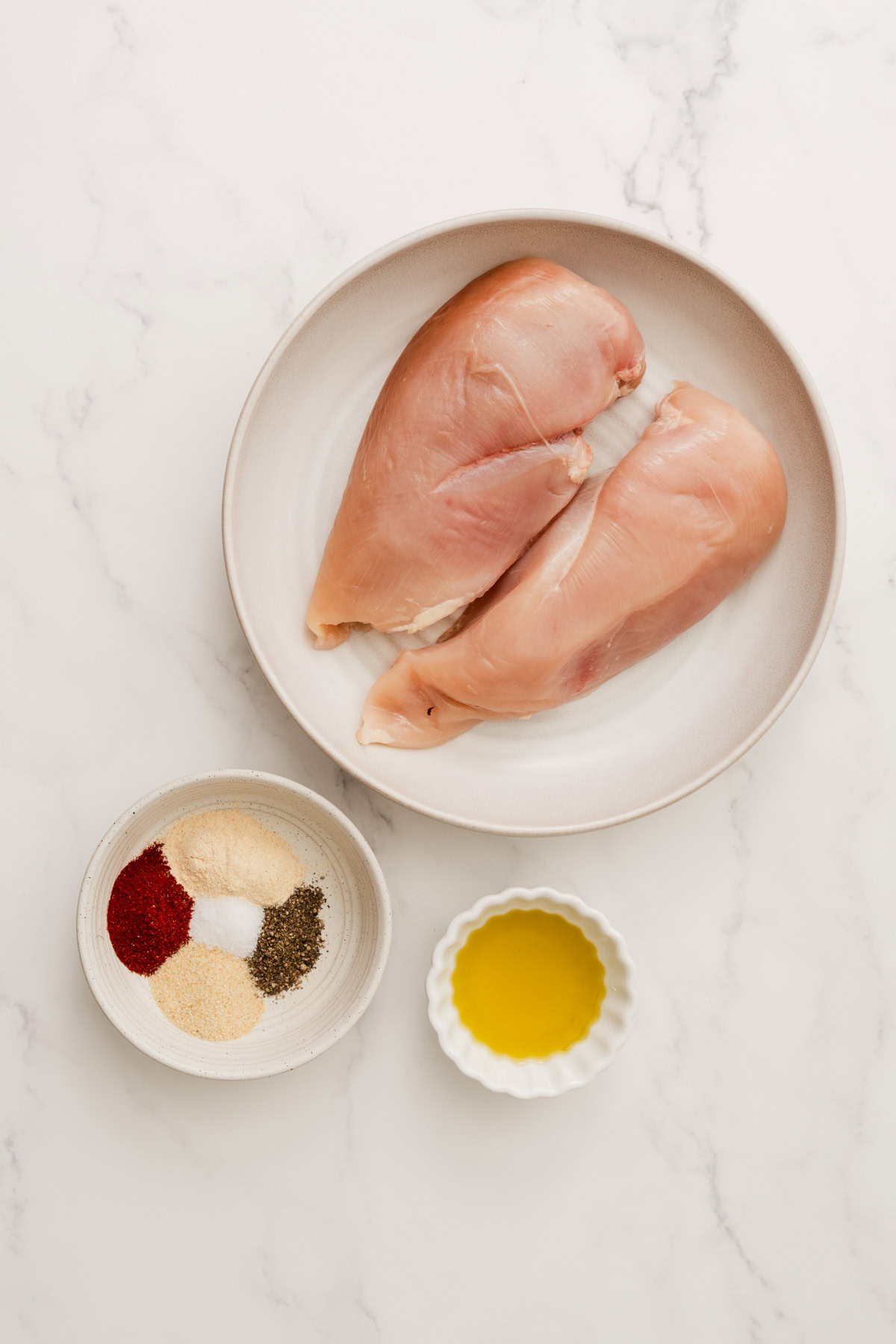 ingredients for air fryer chicken bites.