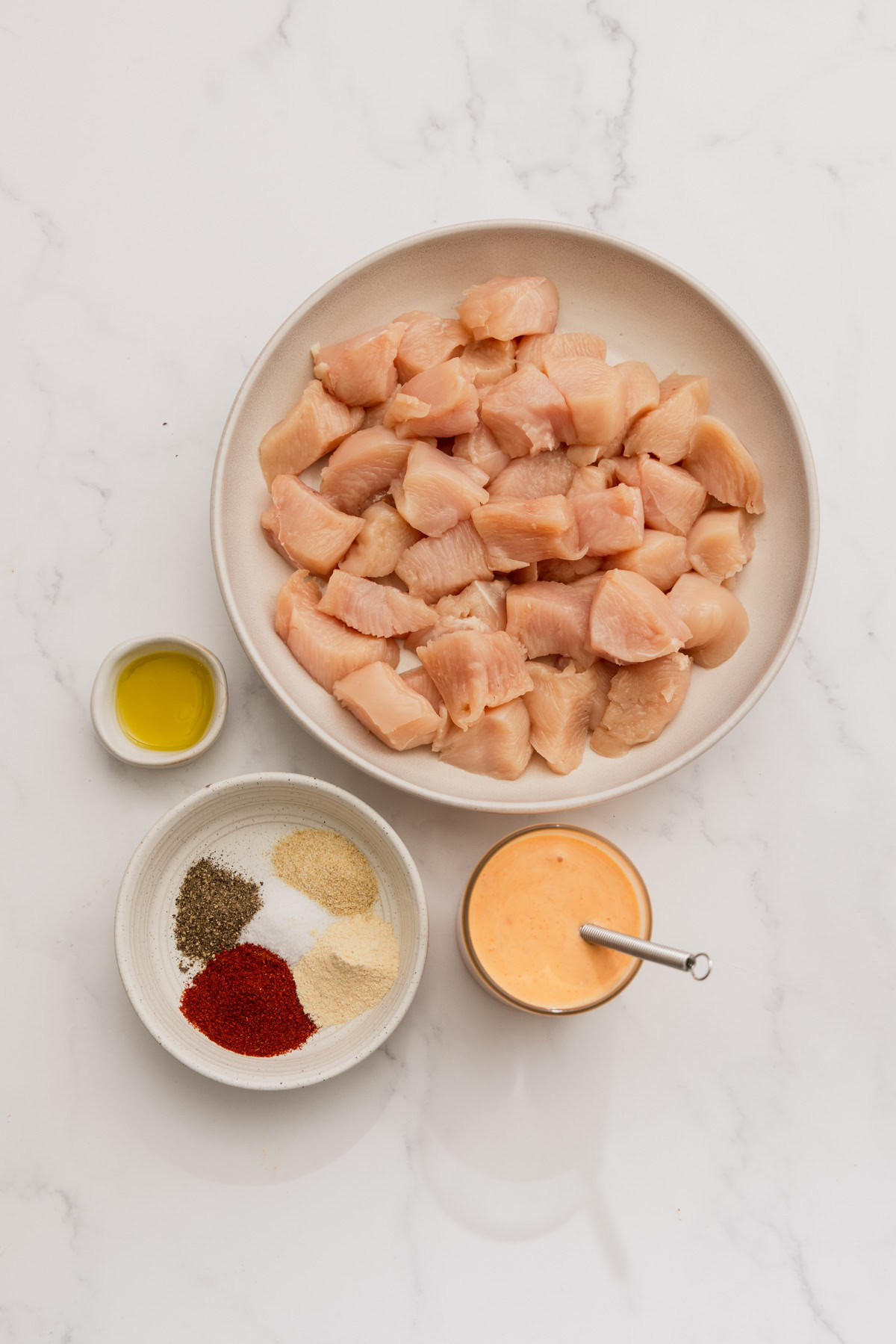 ingredients for air fryer bang bang chicken.